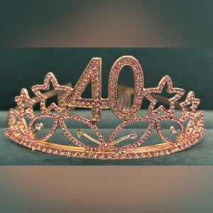 40th Birthday Pink Rhinestone Tiara